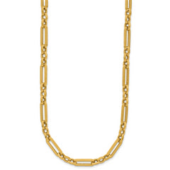 14K Polished Fancy Paperclip Link Necklace
