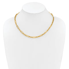 14K Polished Fancy Paperclip Link Necklace