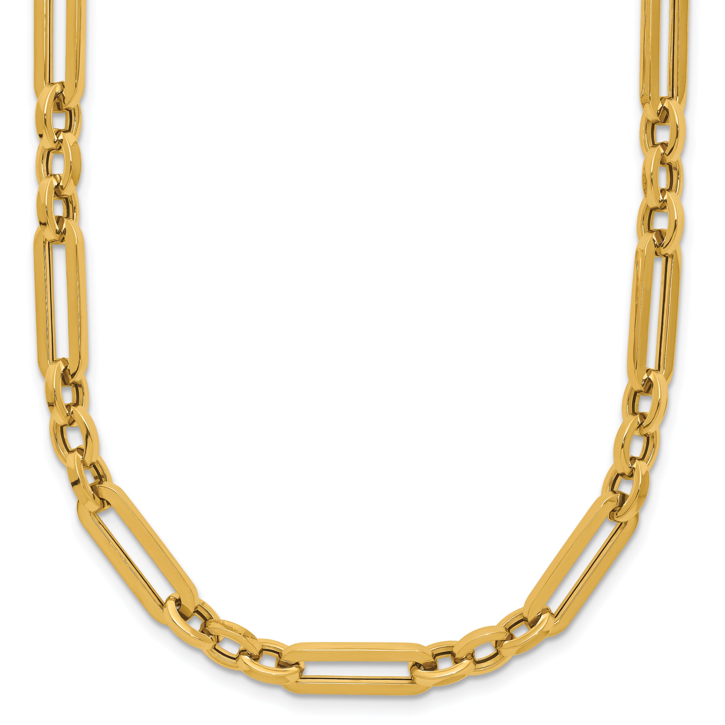 14K Polished Fancy Paperclip Link Necklace