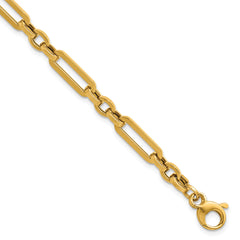 14K Polished Fancy Paperclip Link Bracelet