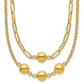 14K Polished Layered Link with Beads Necklace