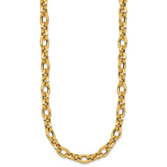 14K Polished and Textured Fancy Link Necklace