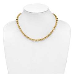 14K Polished and Textured Fancy Link Necklace