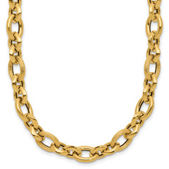 14K Polished and Textured Fancy Link Necklace