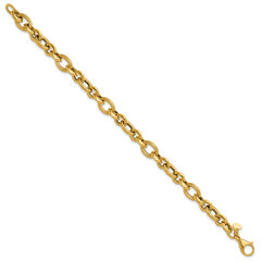 14K Polished and Textured Fancy Link Bracelet