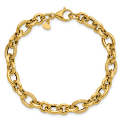 14K Polished and Textured Fancy Link Bracelet