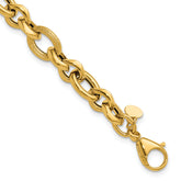14K Polished and Textured Fancy Link Bracelet