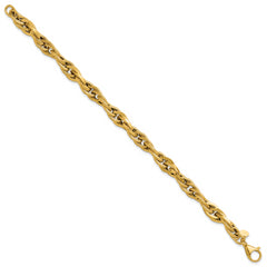 14K Polished and Textured Fancy Twisted Link Bracelet