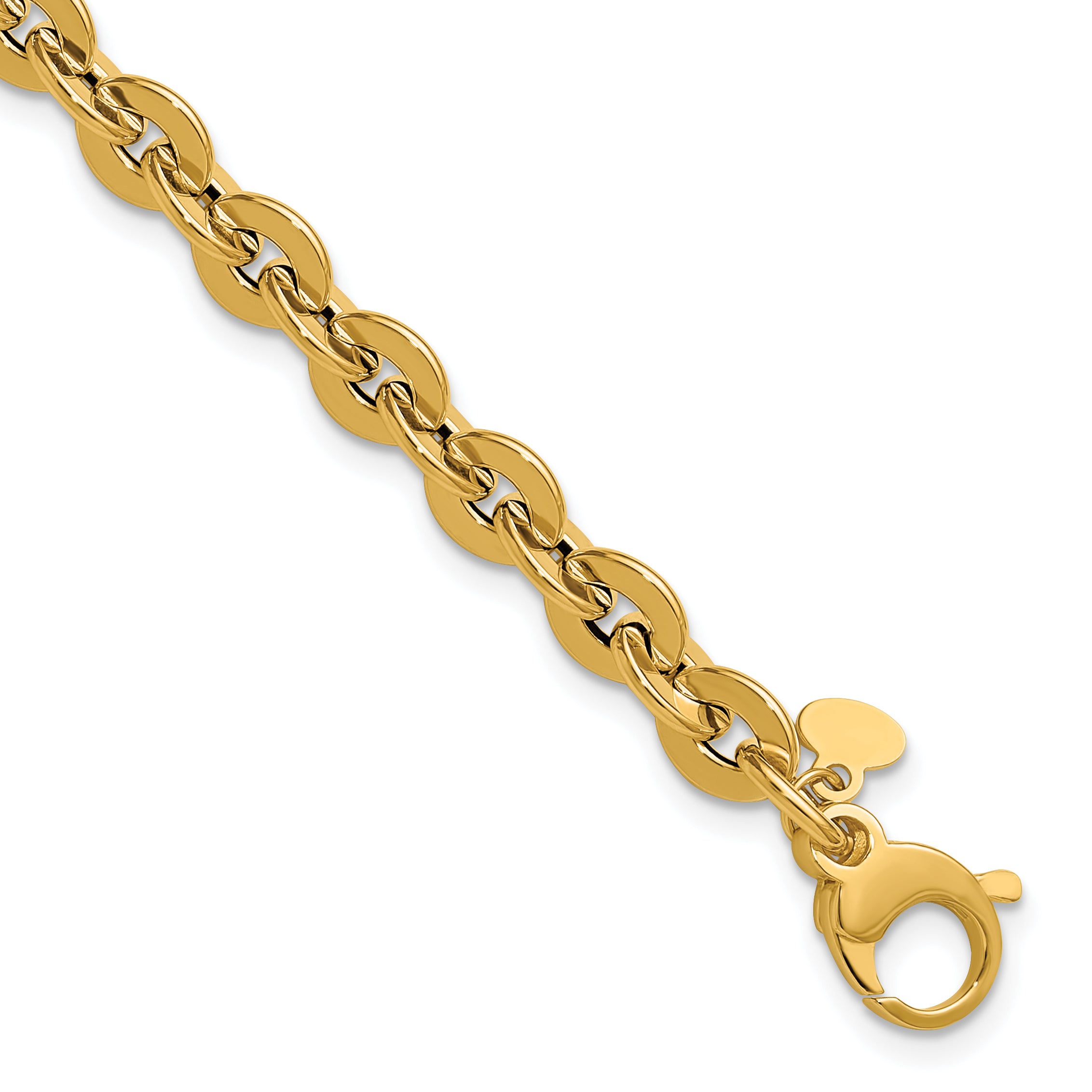 14K Polished Fancy Round Link Bracelet