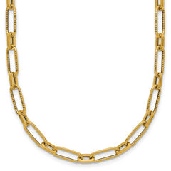 14K Polished Textured Fancy Link Necklace