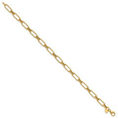 14K Polished Textured Fancy Link Bracelet