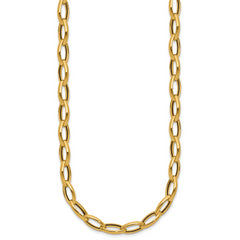 14K Polished Fancy Oval Link Necklace