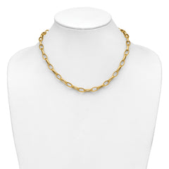 14K Polished Fancy Oval Link Necklace