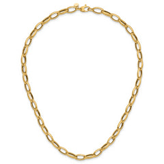 14K Polished Fancy Oval Link Necklace