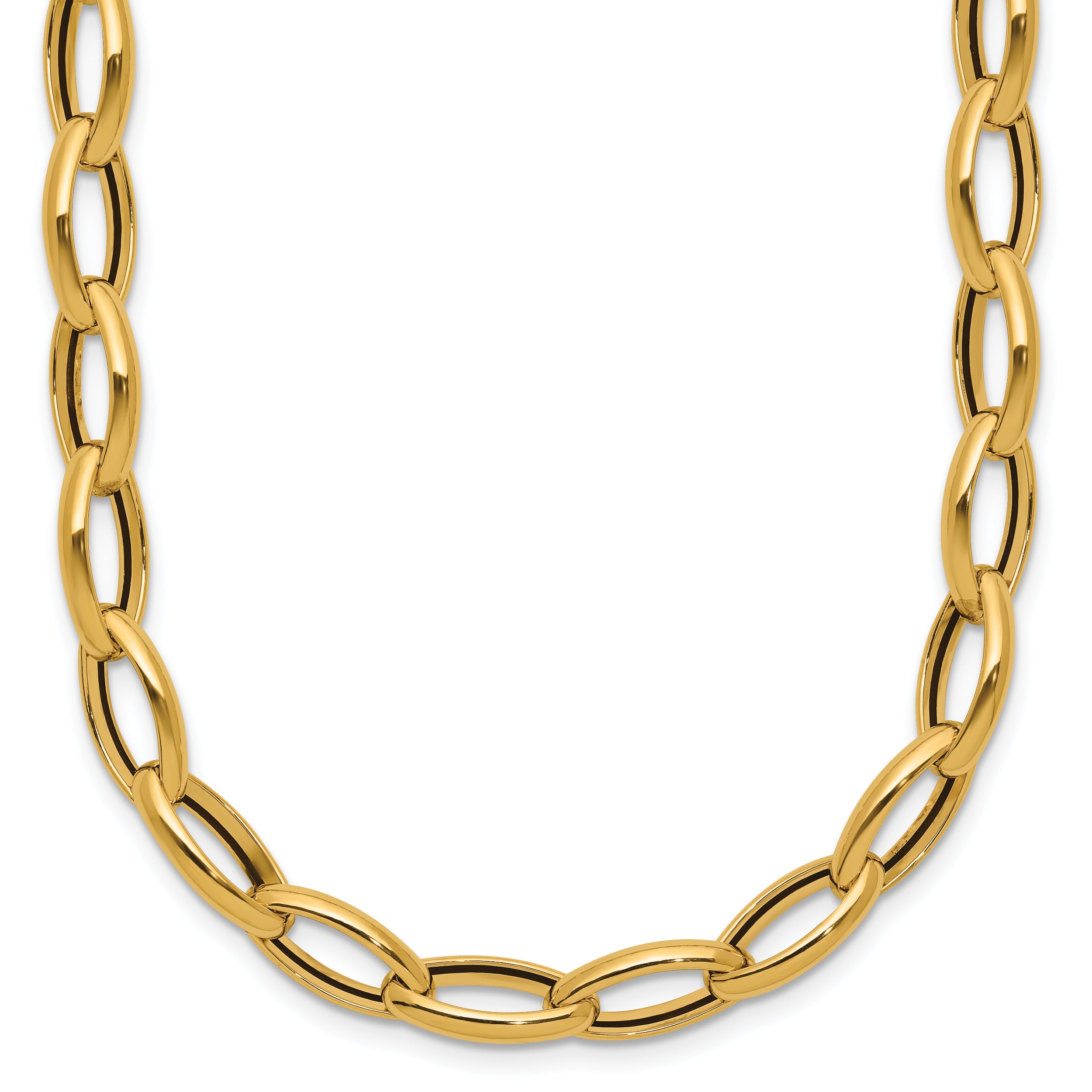 14K Polished Fancy Oval Link Necklace