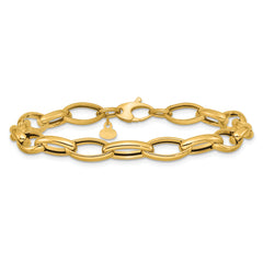 14K Polished Fancy Oval Link Bracelet