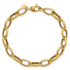 14K Polished Fancy Oval Link Bracelet