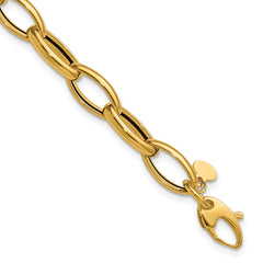 14K Polished Fancy Oval Link Bracelet