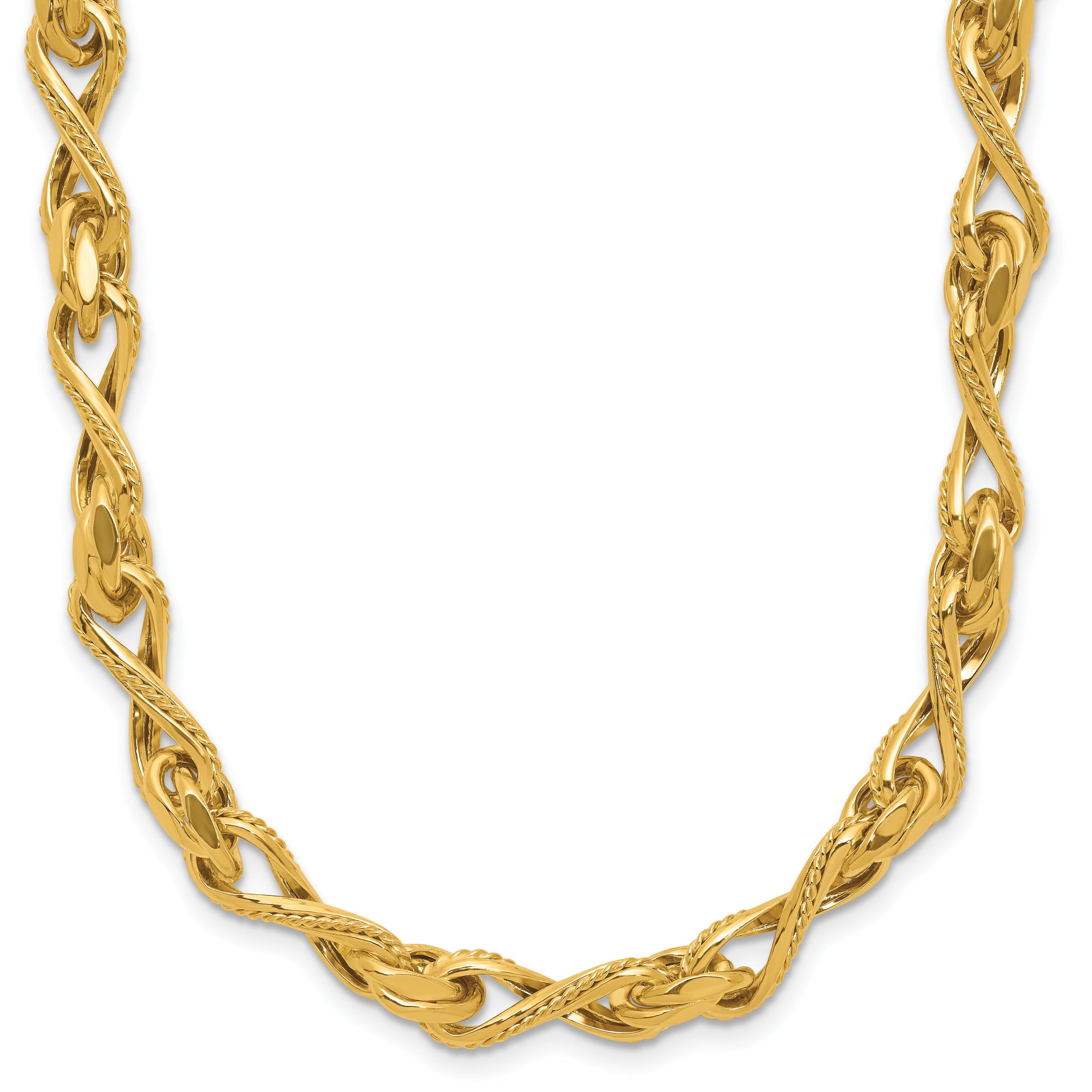 Leslie's14K Polished and Textured Twisted Link Necklace