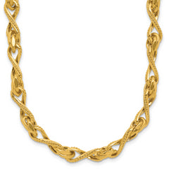 Leslie's14K Polished and Textured Twisted Link Necklace