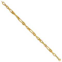 14K Polished and Textured Twisted Link Bracelet