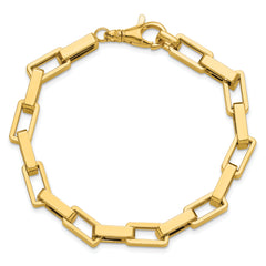 14K Polished Fancy Rectangular Link Bracelet
