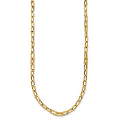 14K Polished CZ Fancy Paperclip Link Necklace