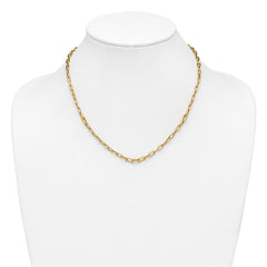 14K Polished CZ Fancy Paperclip Link Necklace