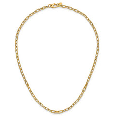 14K Polished CZ Fancy Paperclip Link Necklace