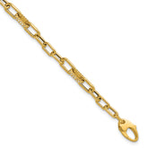 14K Polished CZ Fancy Paperclip Link Bracelet