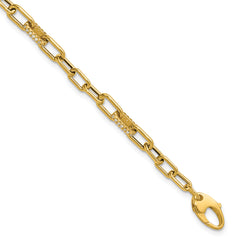 14K Polished CZ Fancy Paperclip Link Bracelet