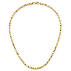 14K Polished Square Twisted Link Necklace