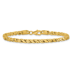 14K Polished Square Twisted Link Bracelet