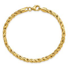 14K Polished Square Twisted Link Bracelet