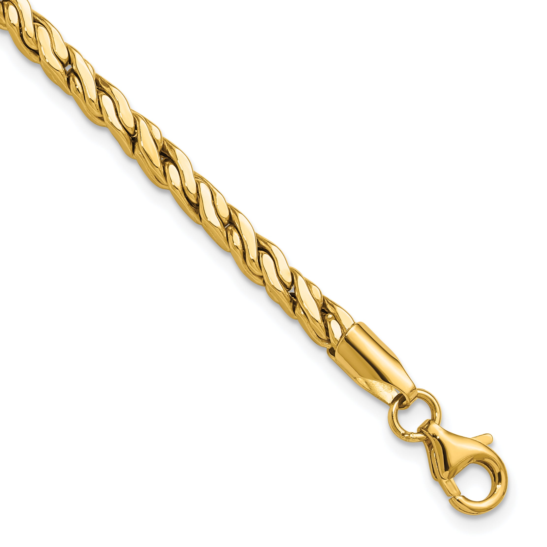 14K Polished Square Twisted Link Bracelet