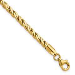 14K Polished Square Twisted Link Bracelet