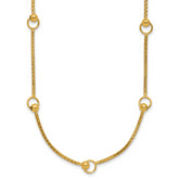 14K Polished Circle Station Popcorn Link Necklace
