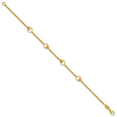 14K Polished Circle Station Popcorn Link Bracelet