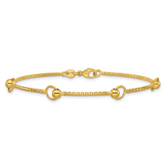 14K Polished Circle Station Popcorn Link Bracelet