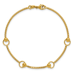 14K Polished Circle Station Popcorn Link Bracelet