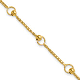 14K Polished Circle Station Popcorn Link Bracelet