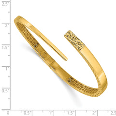 14K Polished and Diamond-cut Bypass Hinged Bangle