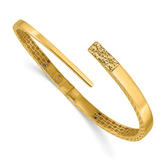 14K Polished and Diamond-cut Bypass Hinged Bangle