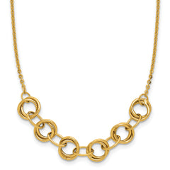 14K Polished Circles w/2in ext. Necklace