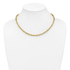 14K Polished and Textured Fancy Link Necklace
