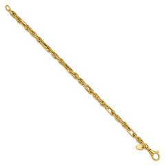 14K Polished and Textured Fancy Link Bracelet