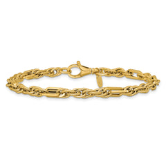 14K Polished and Textured Fancy Link Bracelet