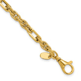 14K Polished and Textured Fancy Link Bracelet