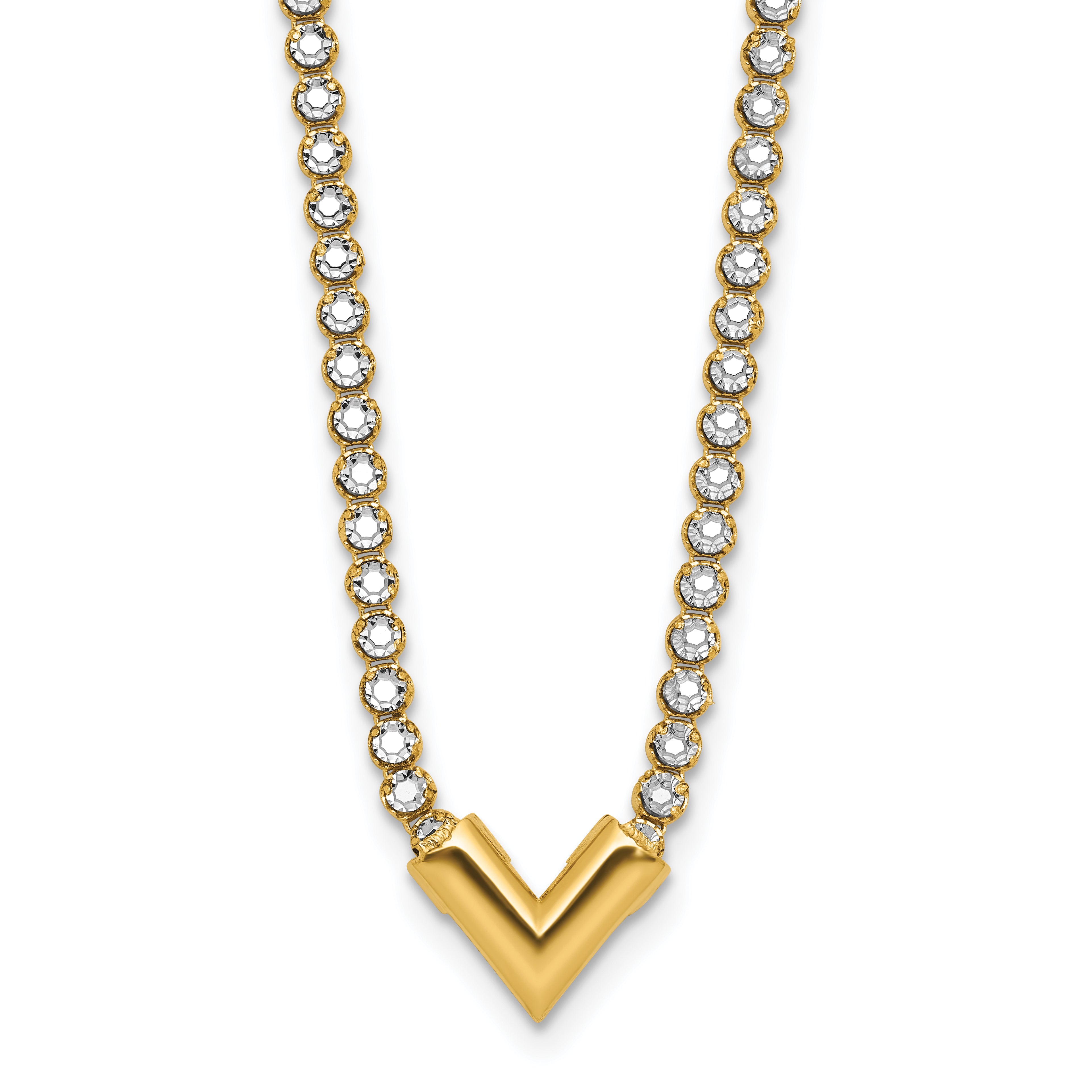 14K w/RH-plating Polished Fancy 18in Necklace