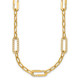 14K Polished Fancy Paperclip Necklace